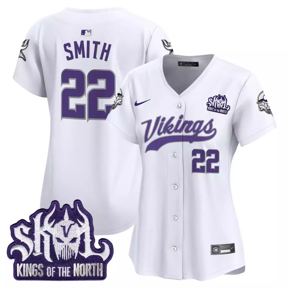 Harrison Smith Winter Warrior Premier Limited Jersey | White Stitched with Kings of the North Patch | Vikings Fan Gear for Women
