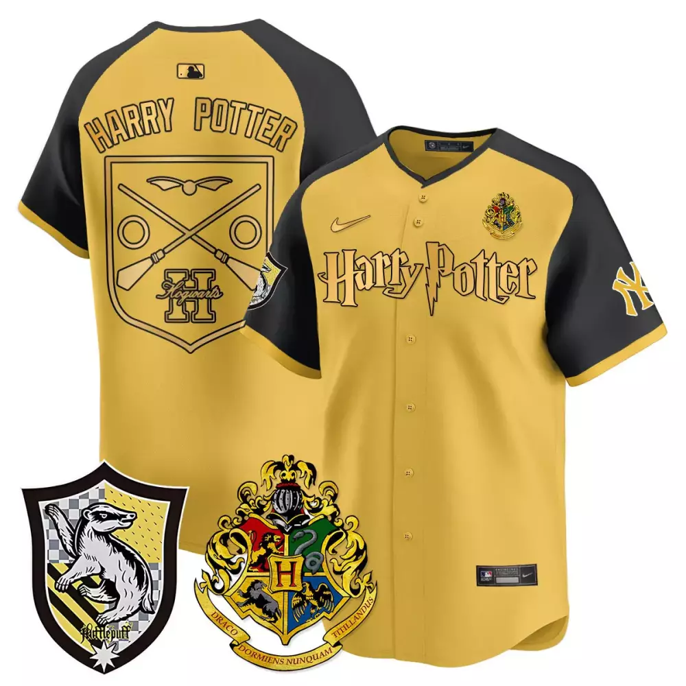 harry potter hufflepuff mens new york yankees 2024 harry potter vapor premier limited jersey printed
