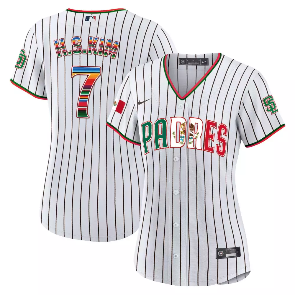 haseong kim pinstripe womens san diego padres mexico cool base limited jersey v2 all stitched