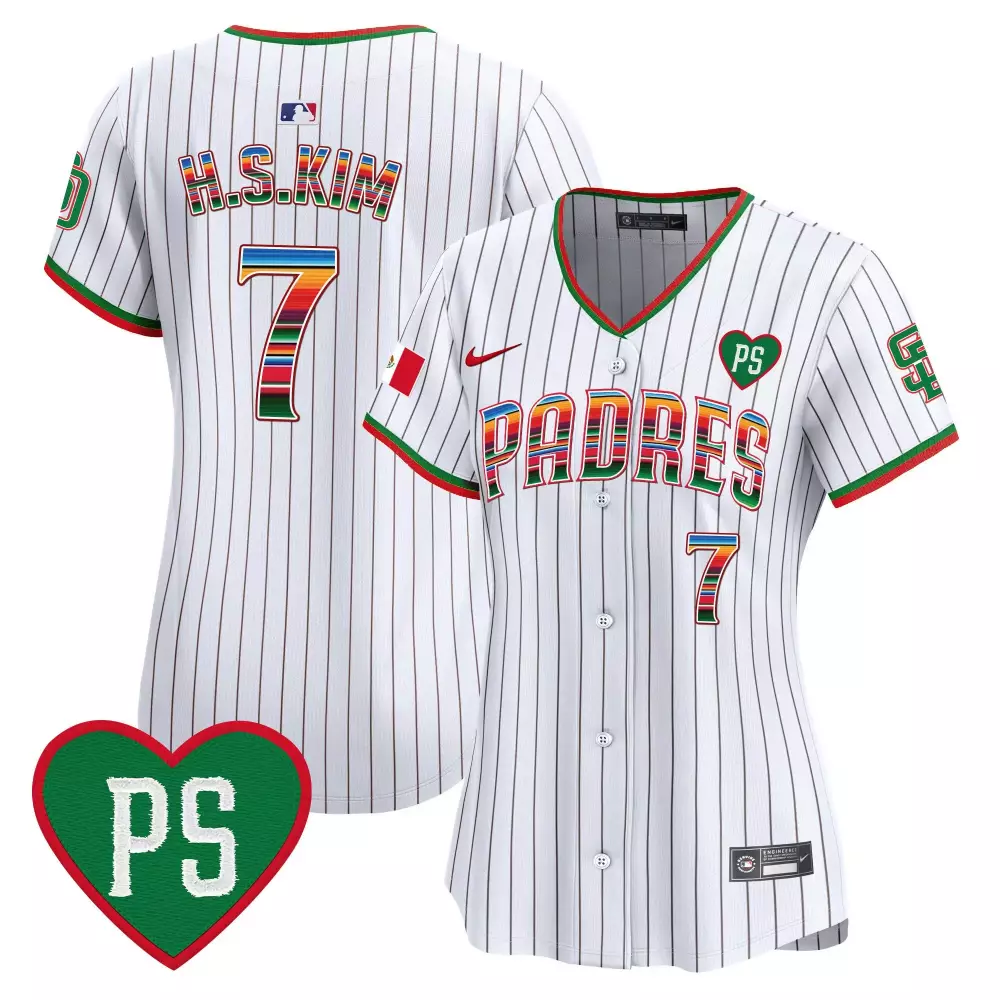 haseong kim pinstripe womens san diego padres mexico cool base limited jersey v2 all stitched