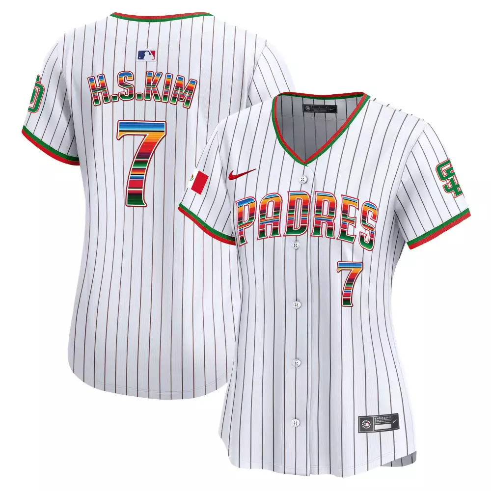 haseong kim pinstripe womens san diego padres mexico cool base limited jersey v2 all stitched