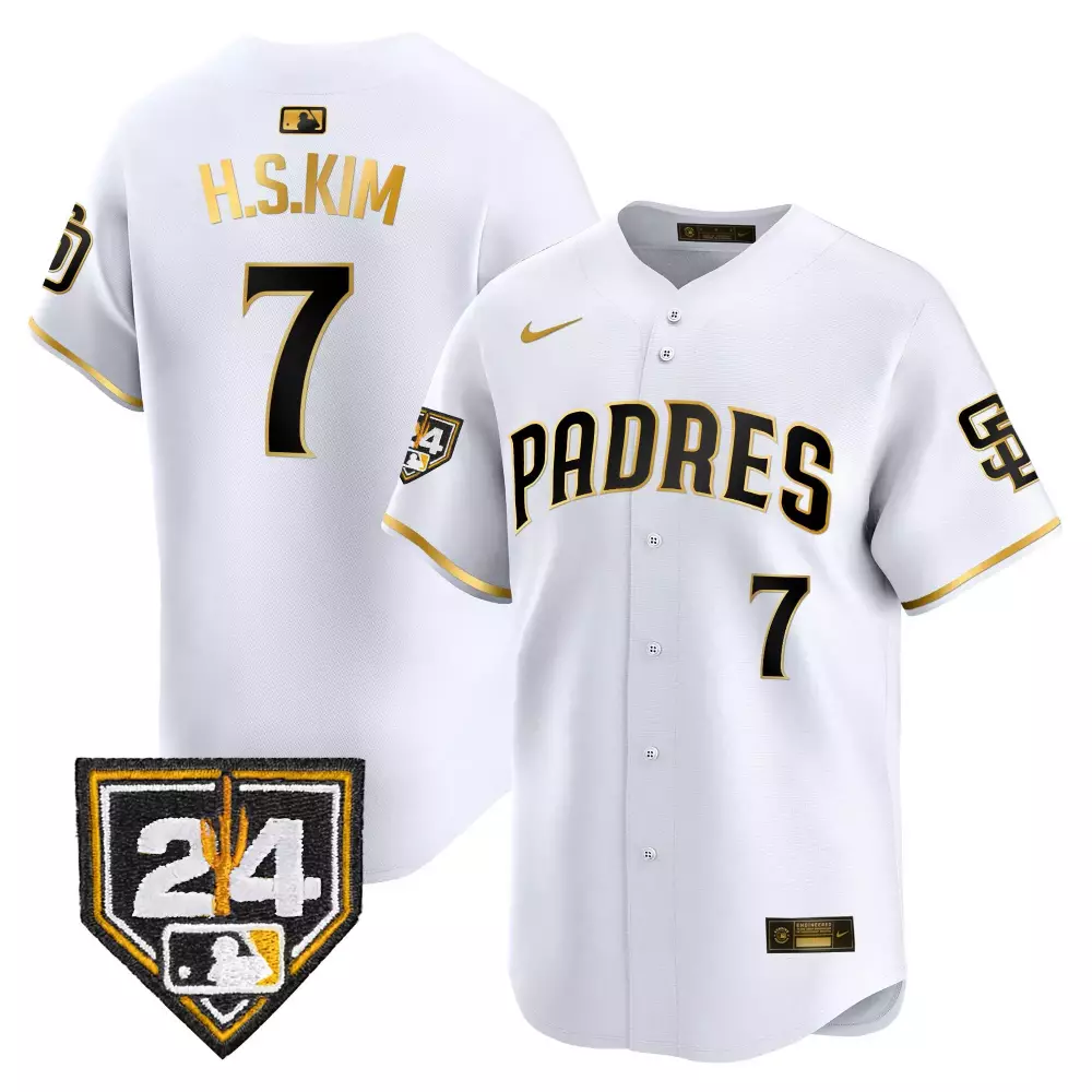 Haseong Kim 2024 Spring Training Padres Jersey | White Gold Style | For Men, Women & Youth