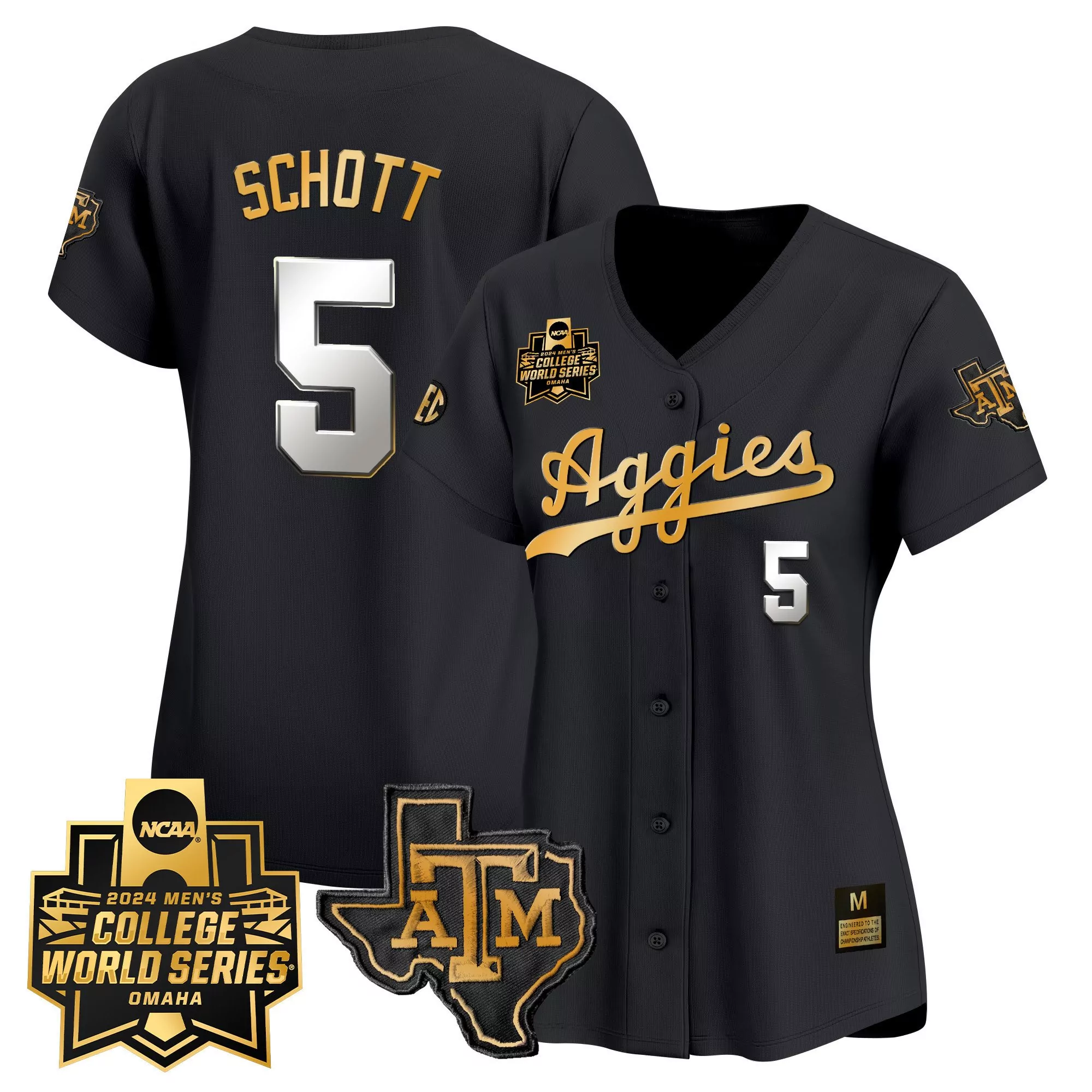 grey alternate youth texas am aggies 2024 college world series patch vapor premier limited custom jersey all stitched