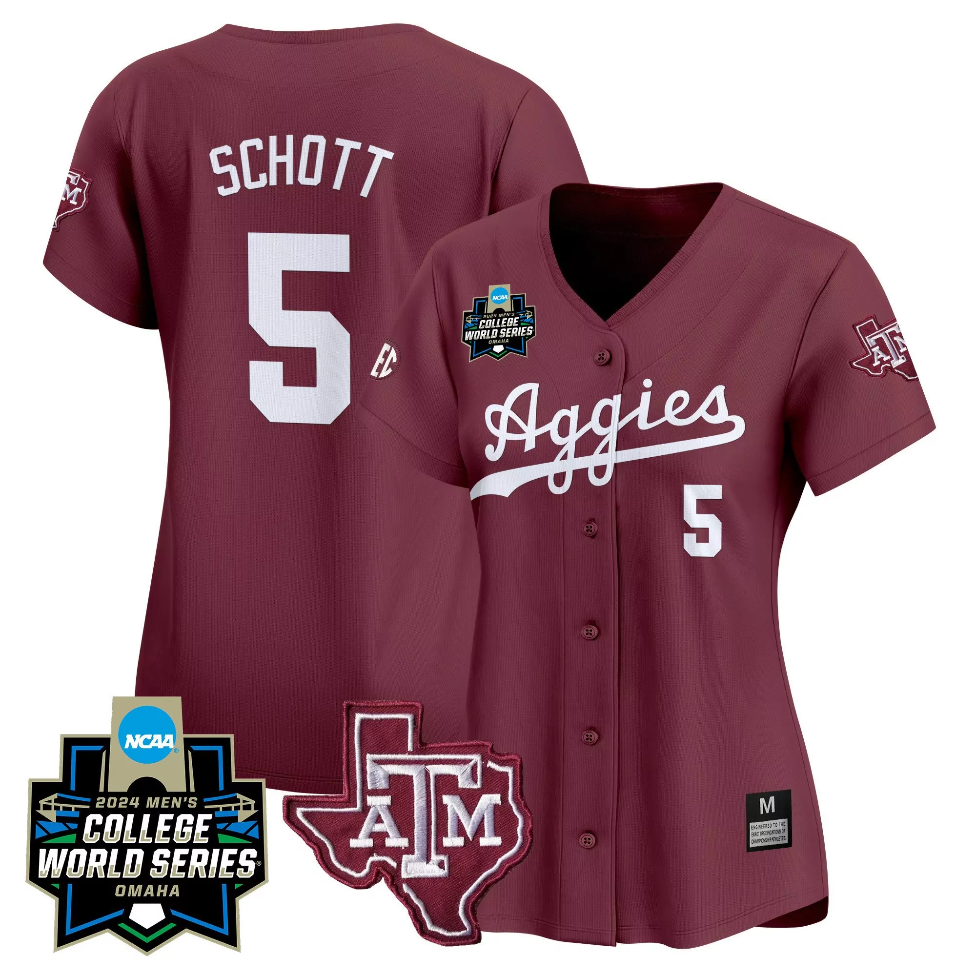 hayden schott maroon mens texas am aggies 2024 college world series vapor premier limited jersey all stitched