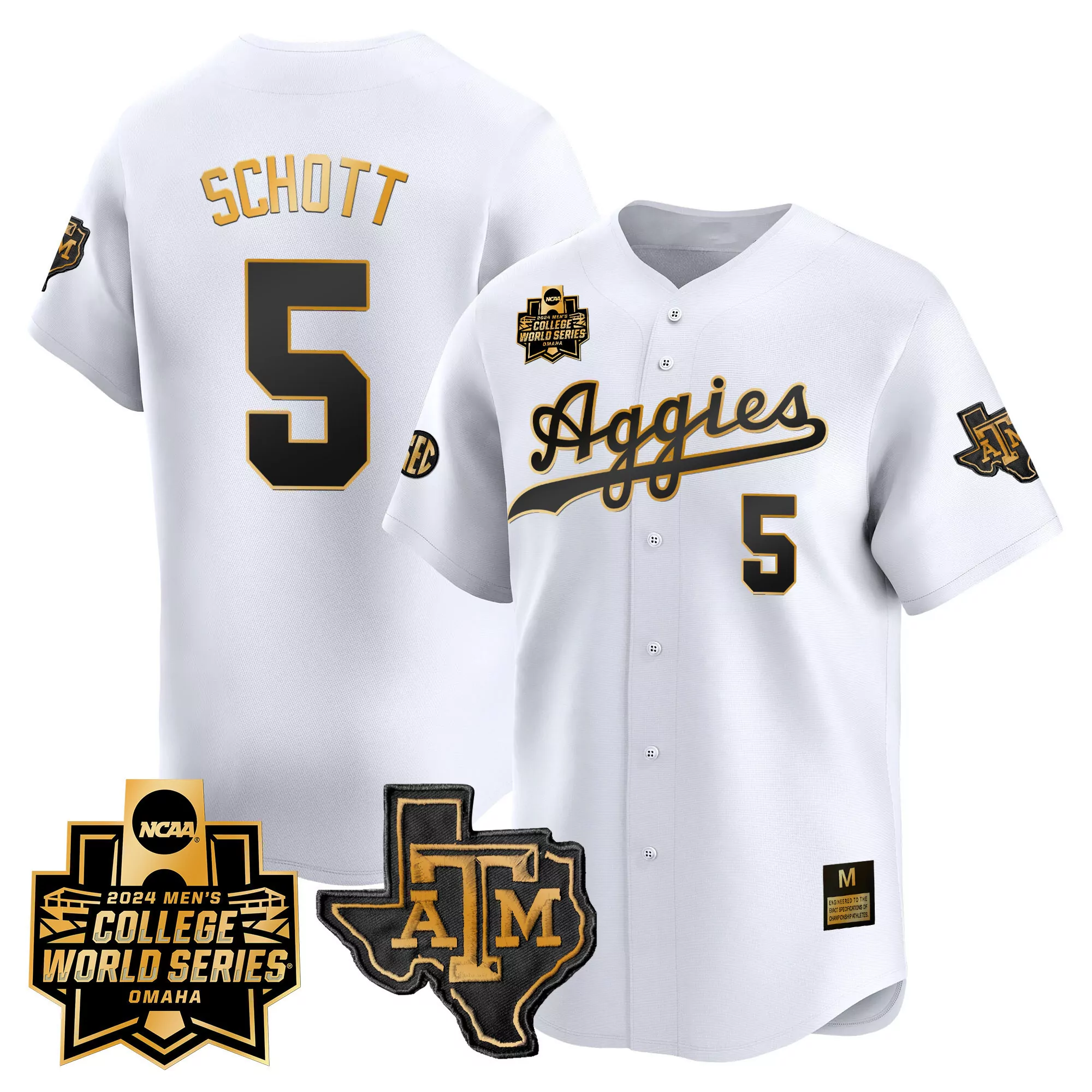 hayden schott maroon mens texas am aggies 2024 college world series vapor premier limited jersey all stitched