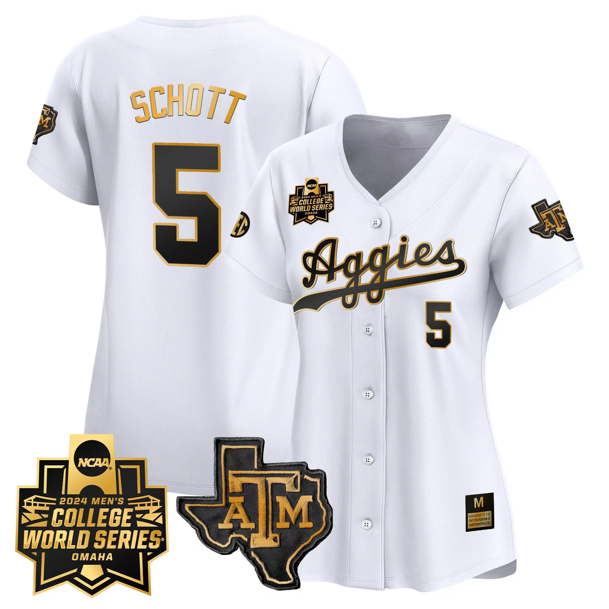 hayden schott white gold womens texas am aggies 2024 college world series vapor premier limited jersey all stitched