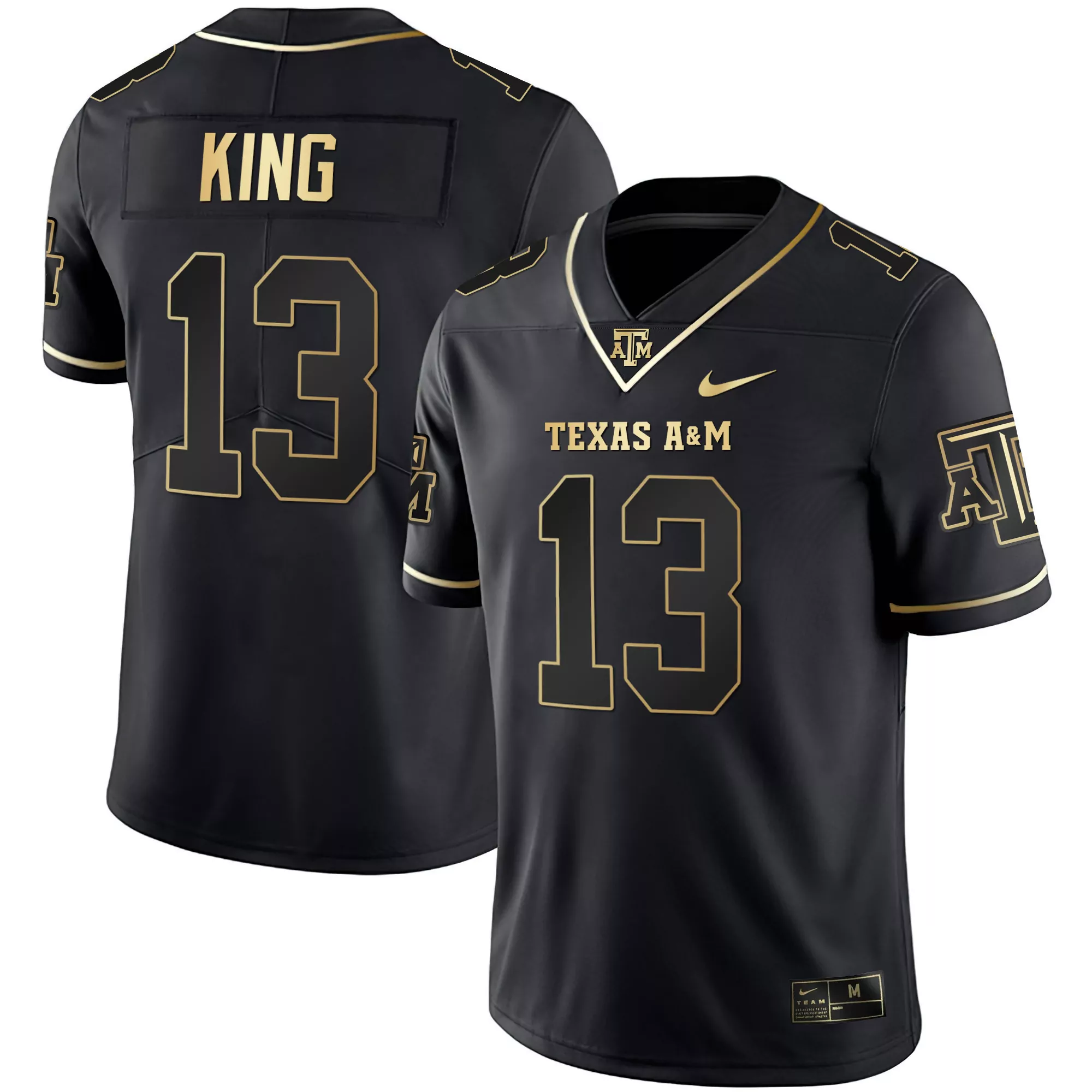 haynes king black gold mens texas am aggies black limited gold vapor jersey all stitched