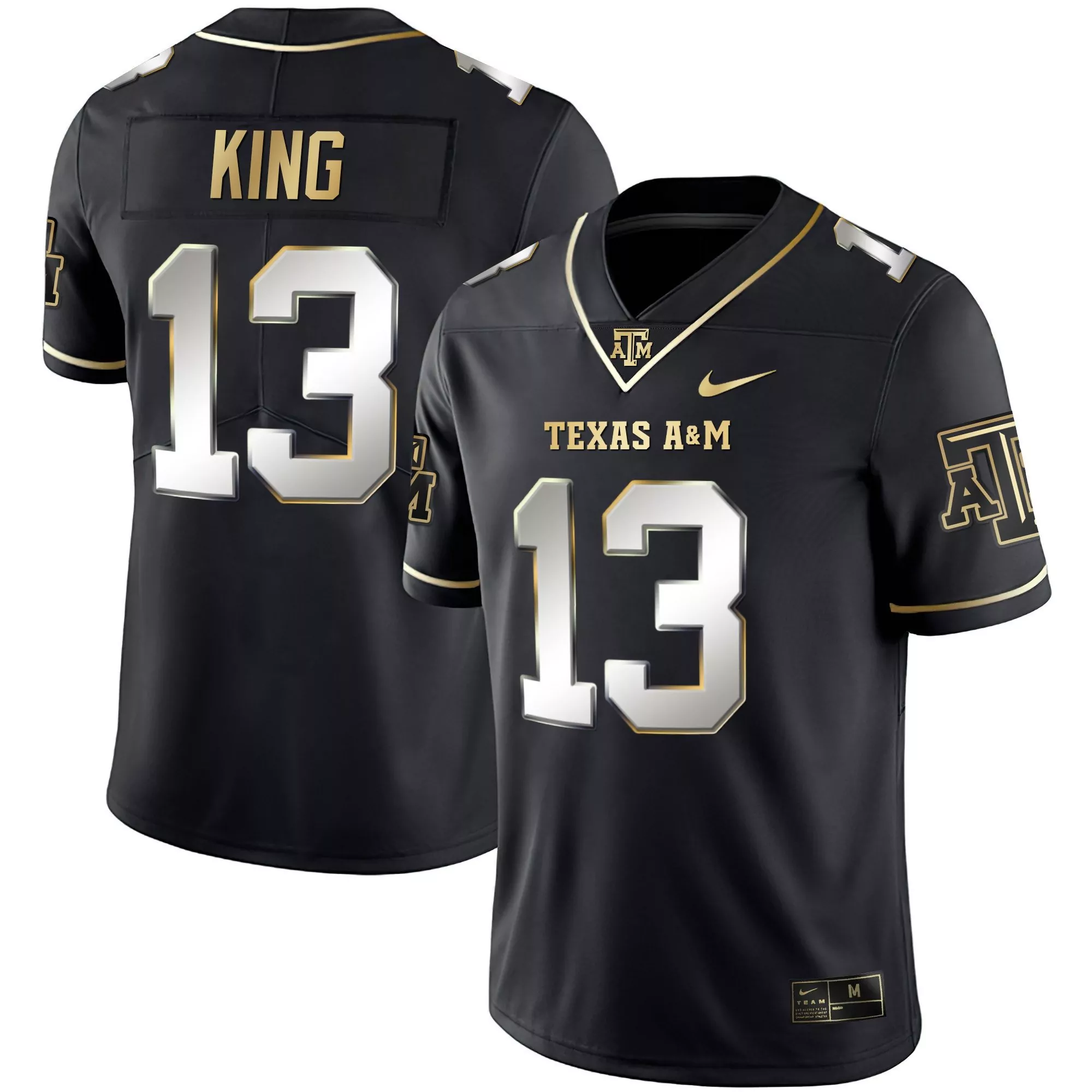haynes king black gold mens texas am aggies black limited gold vapor jersey all stitched