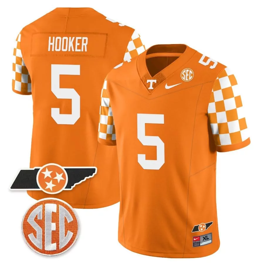 hendon hooker black special mens tennessee volunteers checkerboard alternate jersey v2 stitched