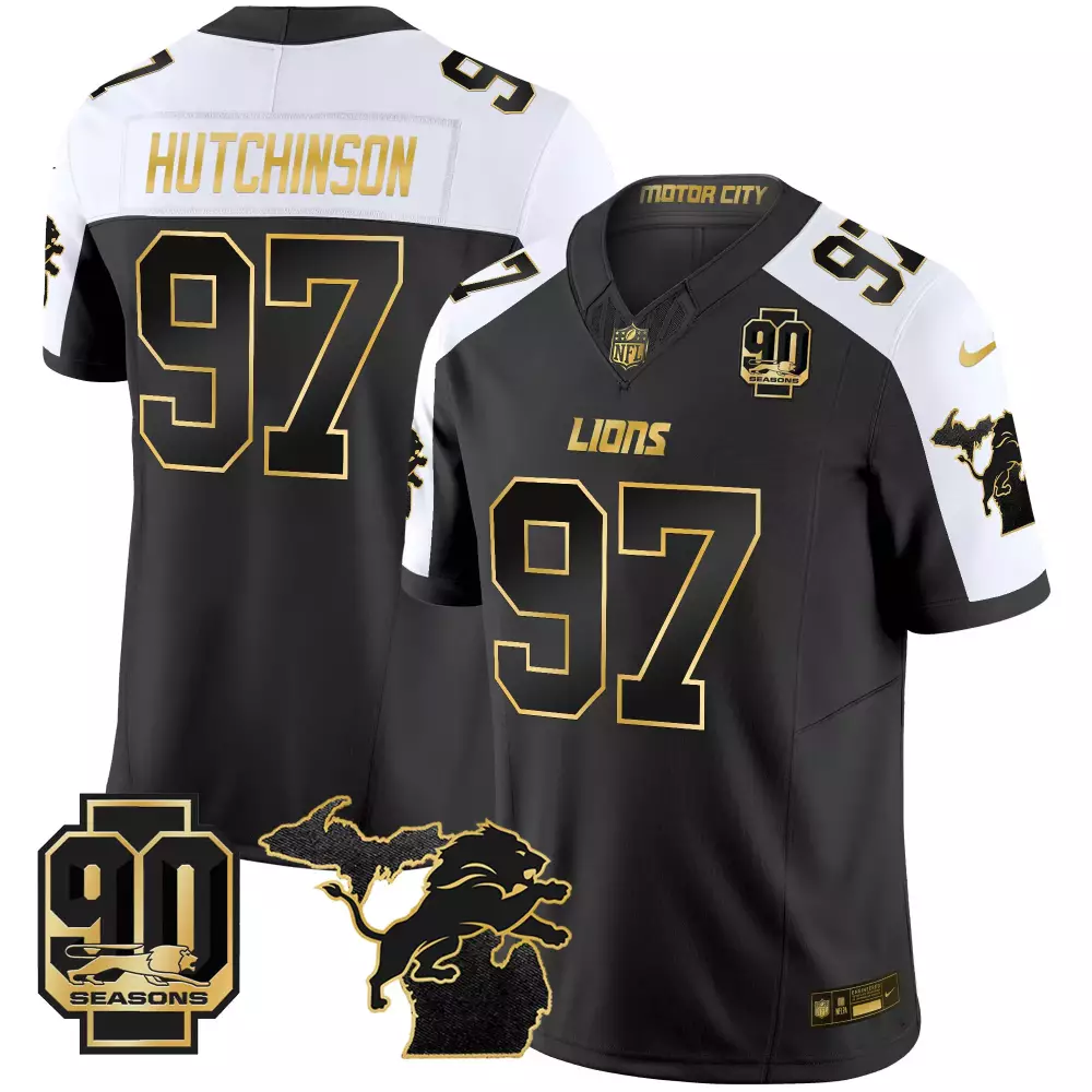 Aidan Hutchinson 2024 Michigan 90th Season Patch Men's Gold Vapor Limited Jersey | Alternate Stitched | Fan Gear for Men, Women & Youth