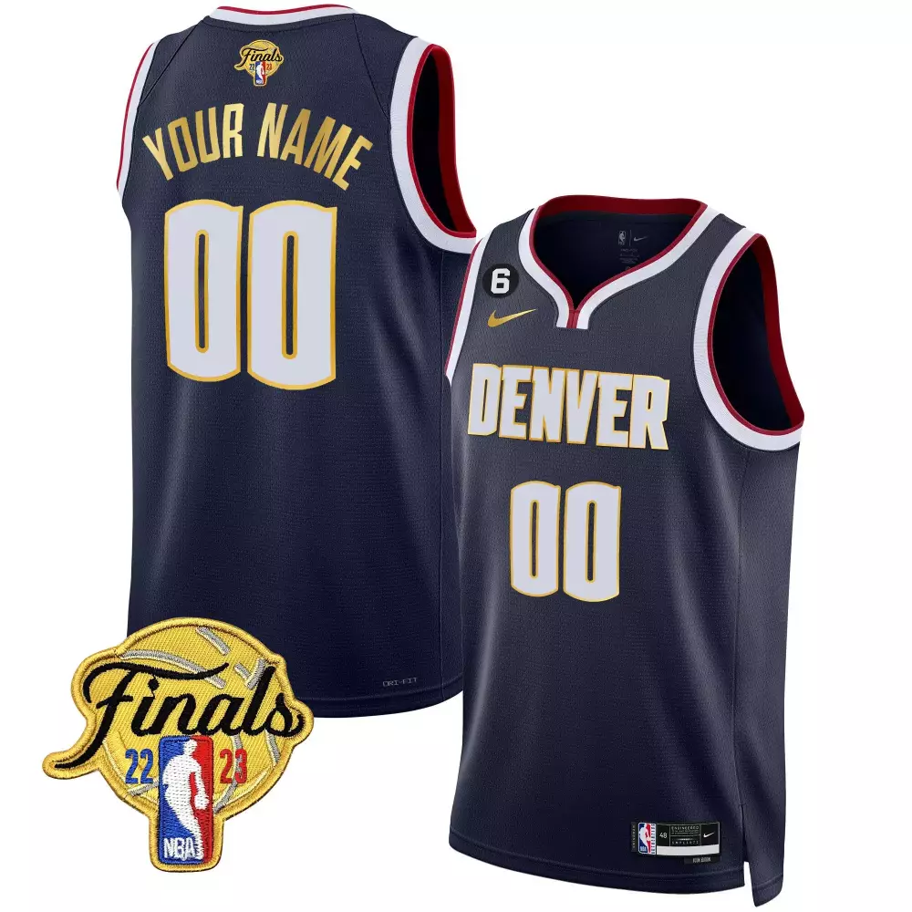 icon men denver nuggets 2023 finals patch gold trim custom jersey all stitched