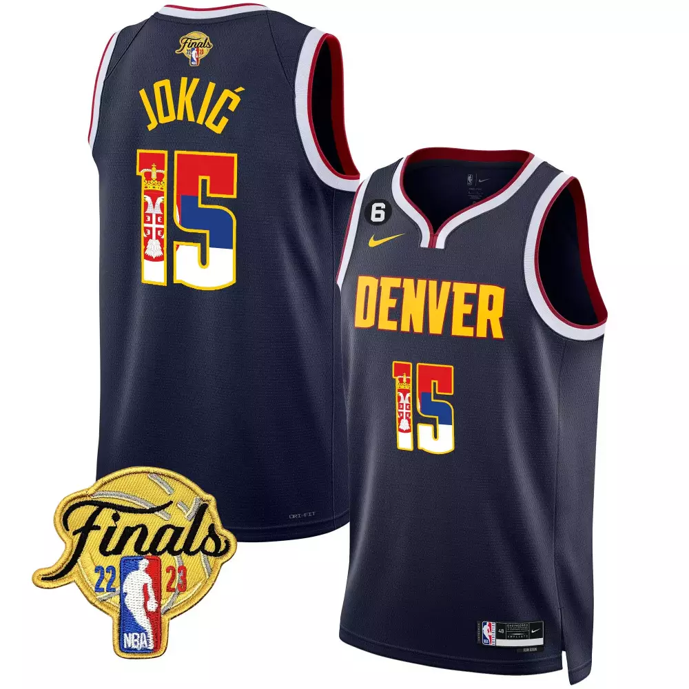 icon men nikola jokic denver nuggets serbia flag finals patch jersey all stitched