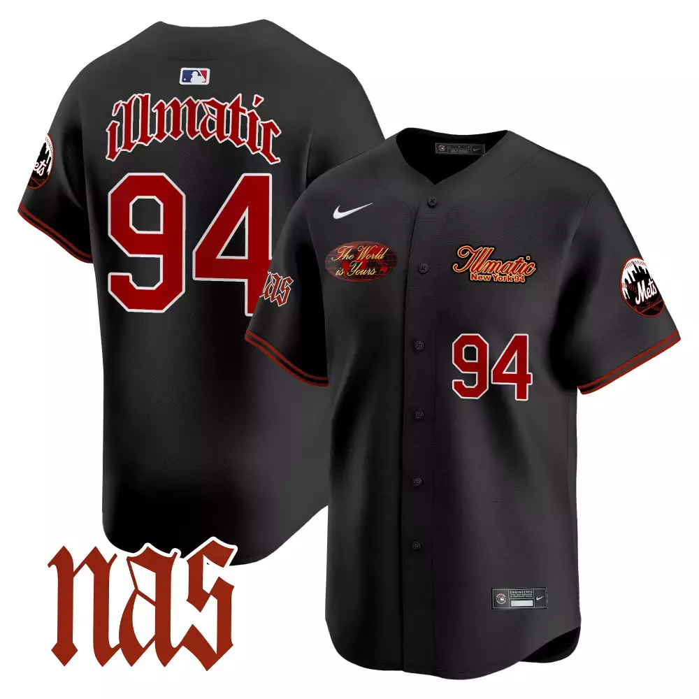 illmatic 1994 black mens new york mets nas illmatic vapor premier limited jersey all stitched
