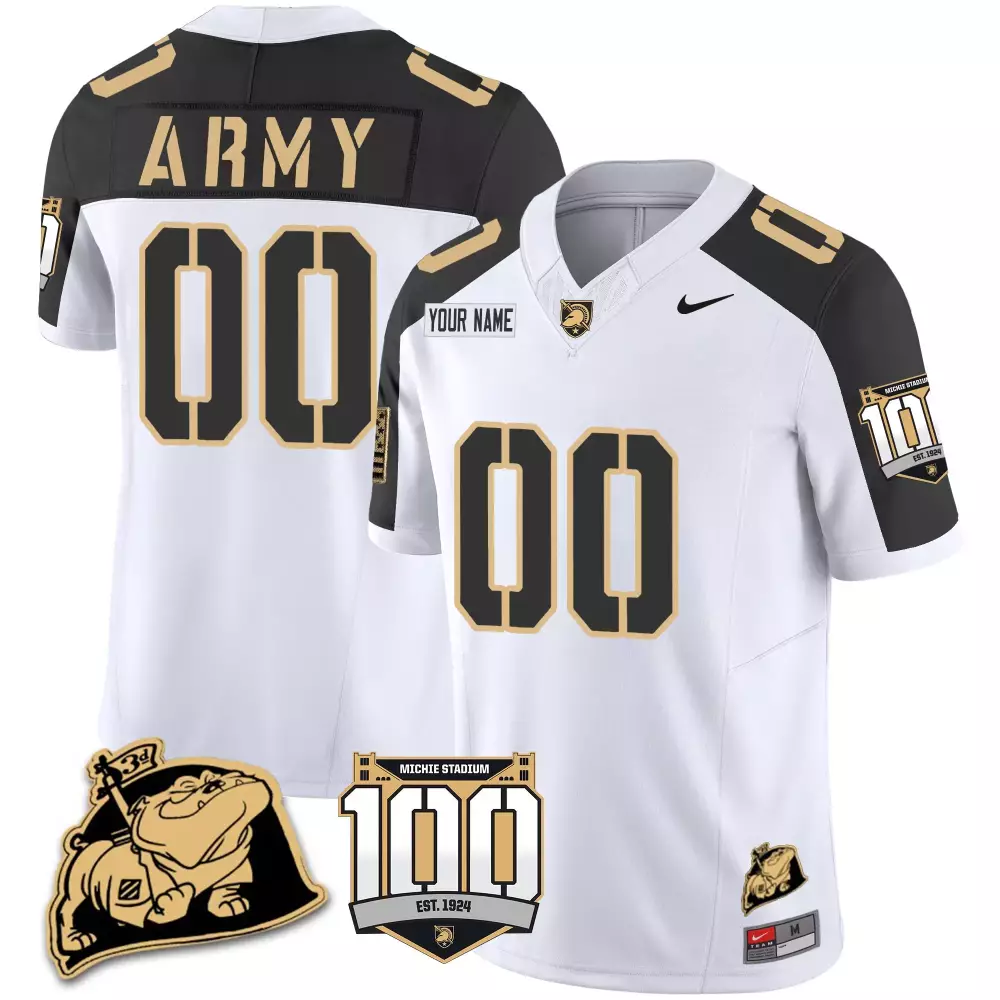 gold youth army black knights 100th anniversary patch vapor custom jersey v2 all stitched
