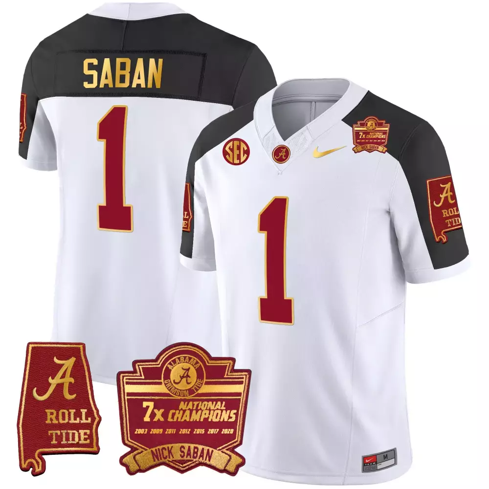 inverted men nick saban alabama crimson tide 7 champions vapor limited jersey all stitched