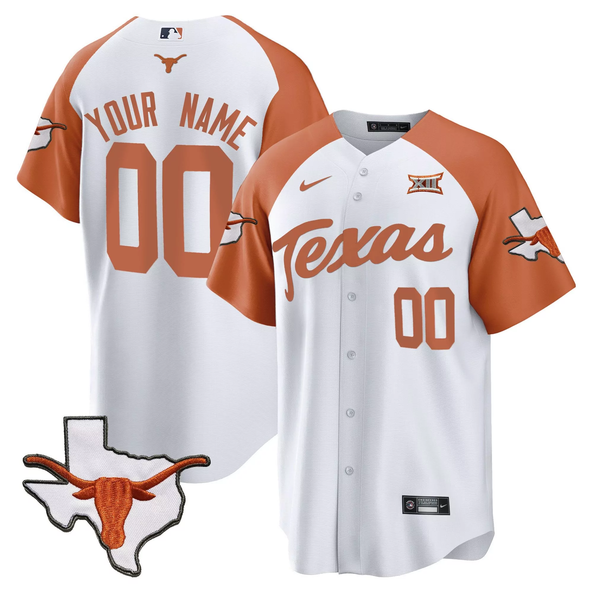 inverted men texas longhorns baseball custom jersey all stitched