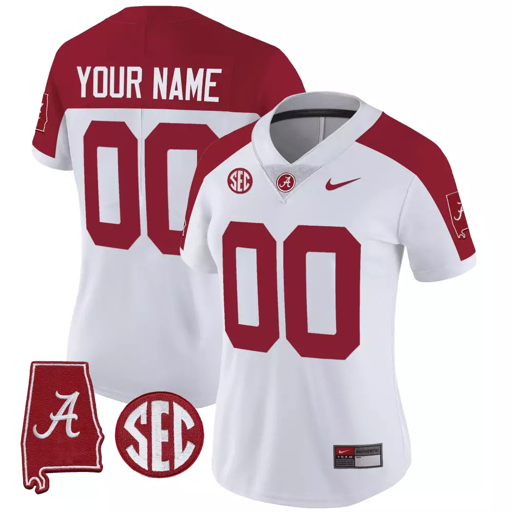 inverted women 7 nick saban alabama crimson tide 7x champions patch gold trim jersey all stitched