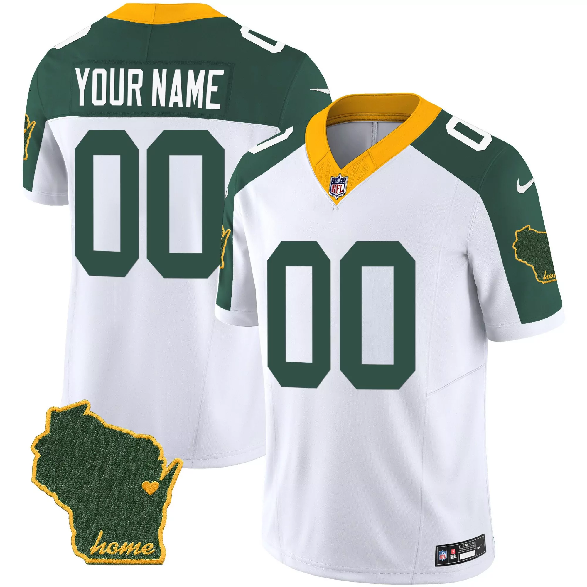 inverted women green bay packers home patch vapor custom jersey all stitched