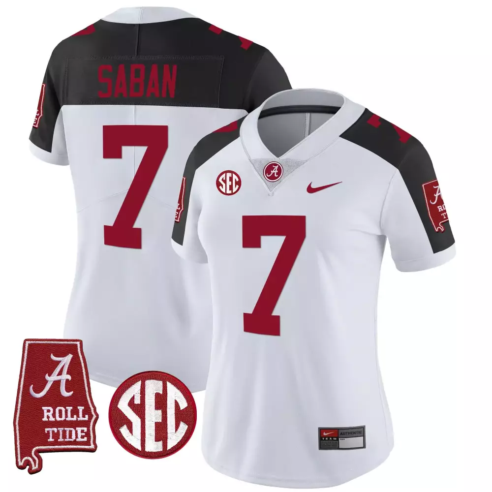 inverted women nick saban alabama crimson tide 7 champions gold trim vapor jersey all stitched