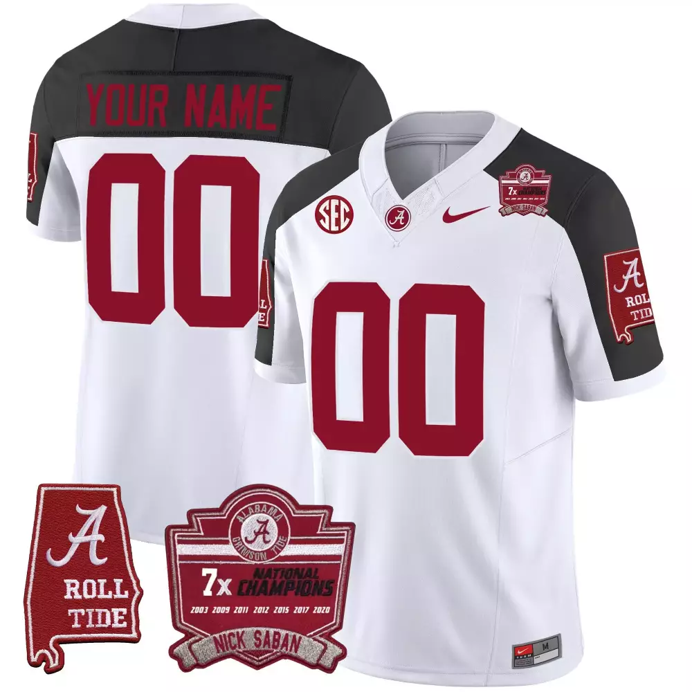 inverted youth alabama crimson tide nick saban 7x champions patch vapor custom jersey all stitched