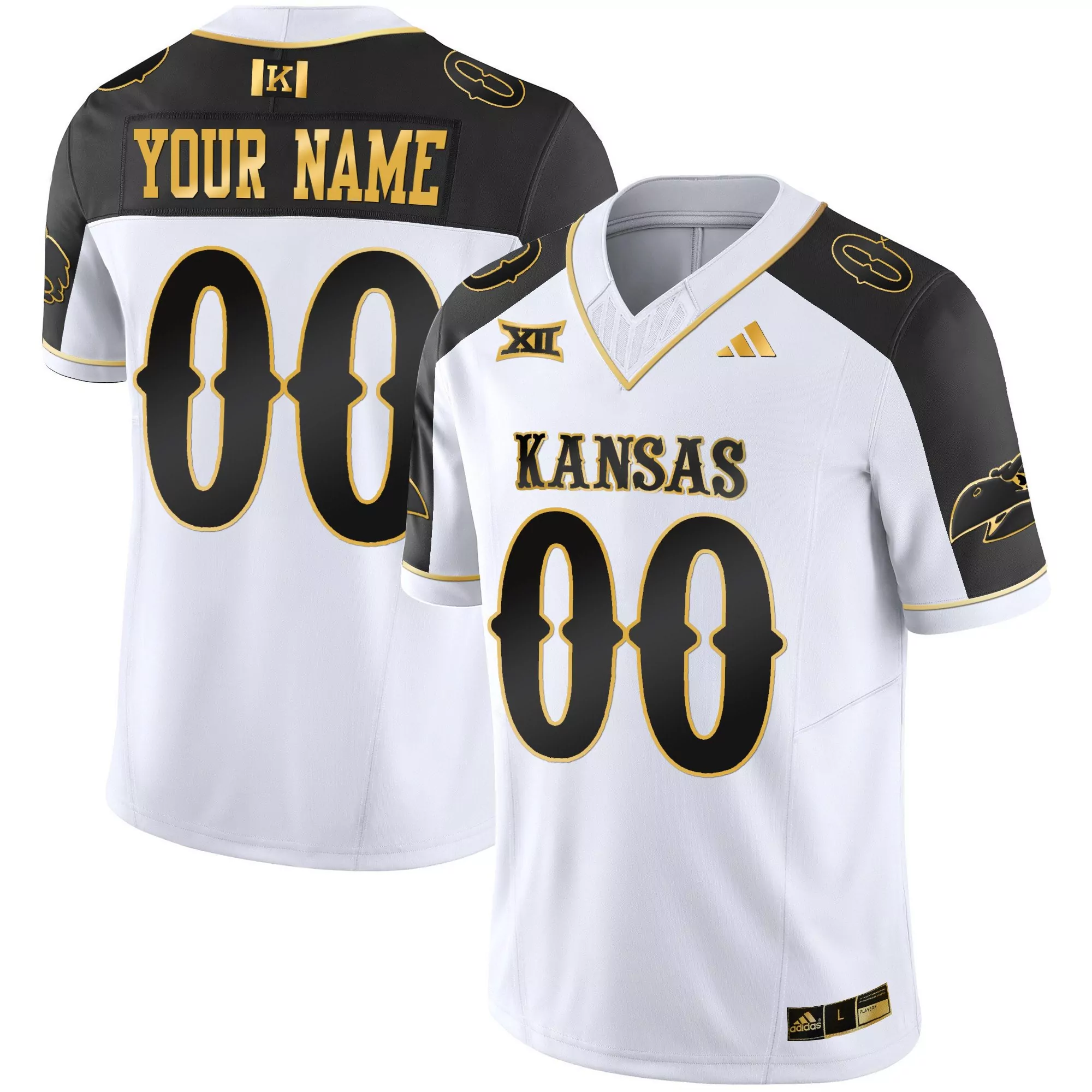 inverted youth kansas jayhawks blackhawk gold vapor custom jersey all stitched