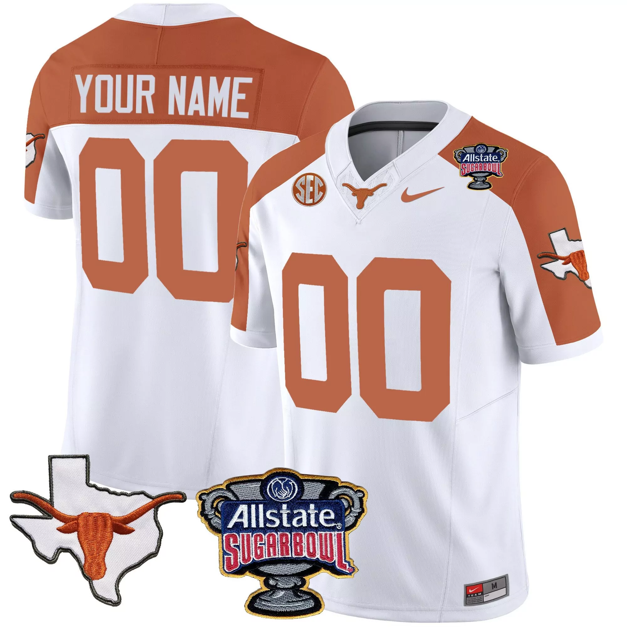 inverted youth texas longhorns state map sec patch vapor custom jersey all stitched