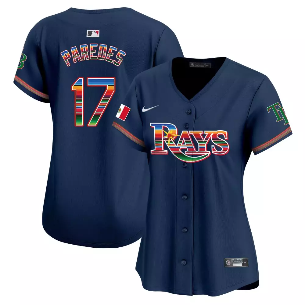 isaac paredes navy mens tampa bay rays 25th anniversary patch flex base jersey all stitched
