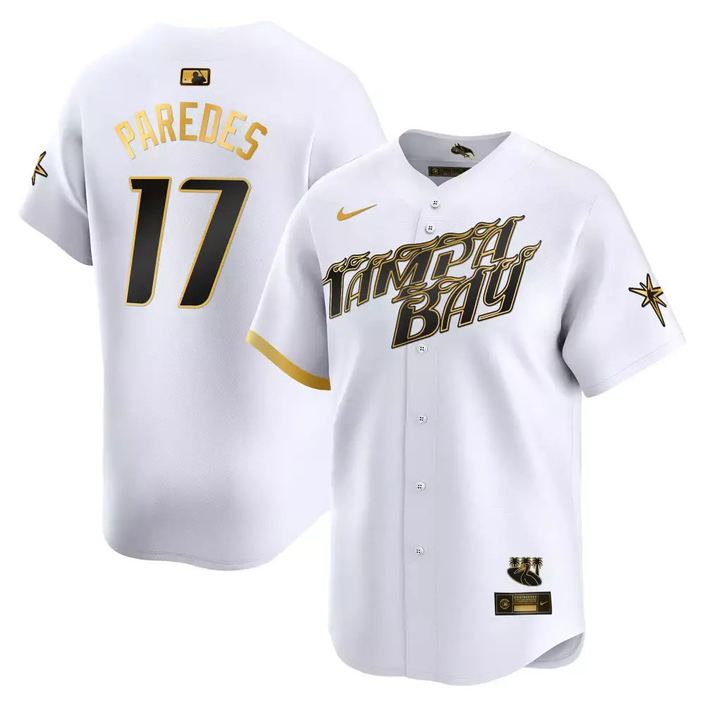 isaac paredes navy mens tampa bay rays 25th anniversary patch flex base jersey all stitched