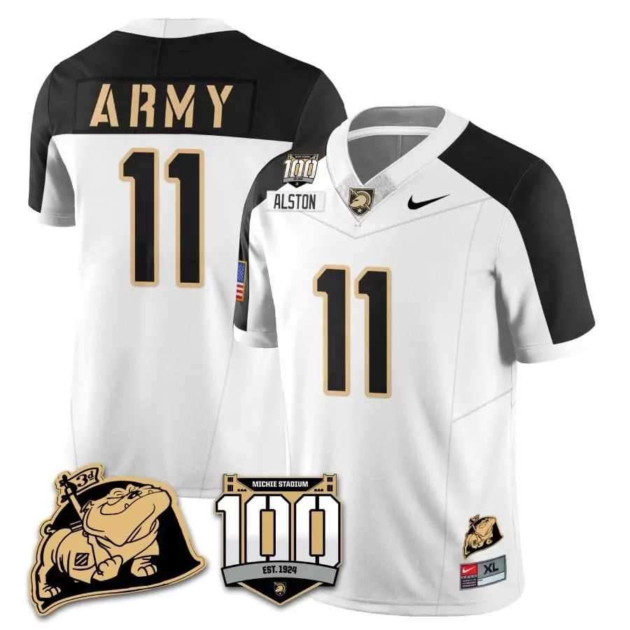 isaiah alston white alternate mens army black knights 100th anniversary patch vapor jersey all stitched