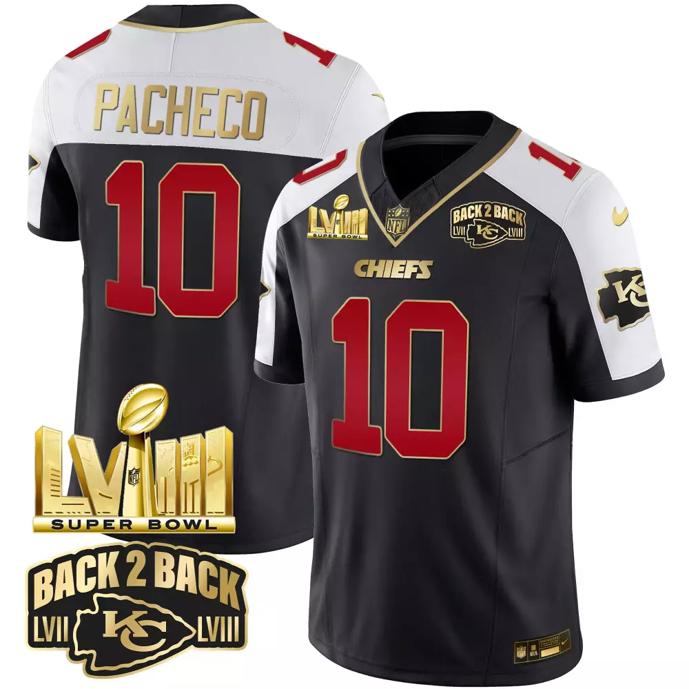 Isiah Pacheco Men's Chiefs Super Bowl LVIII Back 2 Back Gold Patch Vapor Jersey | All Stitched | Limited Edition Fan Gear | For Men, Women & Youth
