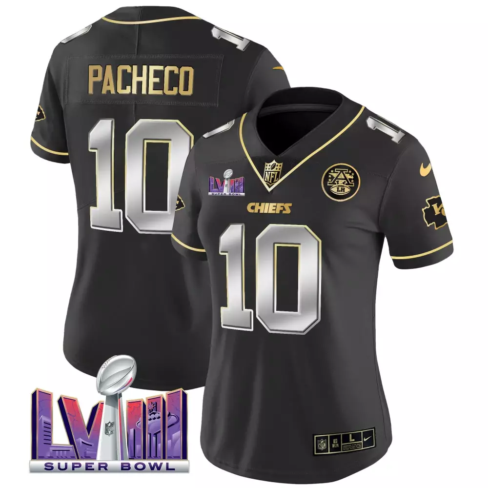 isiah pacheco black limited womens kansas city chiefs super bowl lviii patch vapor jersey v4 all stitched