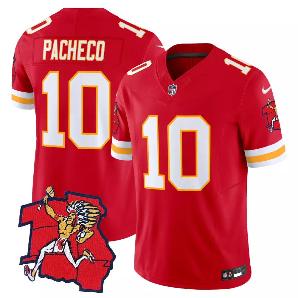 isiah pacheco red green mens kansas city chiefs 2024 christmas vapor limited jersey printed