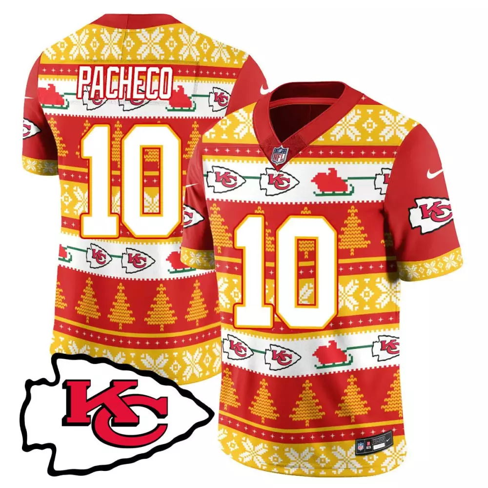 isiah pacheco red mens kansas city chiefs 2024 christmas vapor limited jersey printed