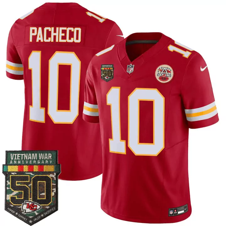 isiah pacheco red mens kansas city chiefs 2024 christmas vapor limited jersey printed