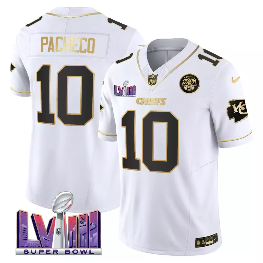 isiah pacheco white gold mens kansas city chiefs super bowl lviii back 2 back patch vapor jersey v4 all stitched