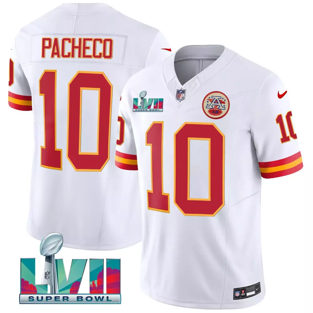 isiah pacheco white mens kansas city chiefs super bowl lviii pattern gold vapor jersey v2 all stitched