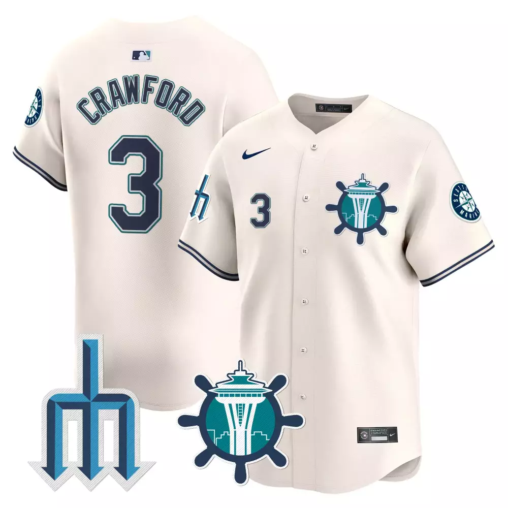 j p crawford cream mens seattle mariners trident patch vapor premier limited jersey all stitched