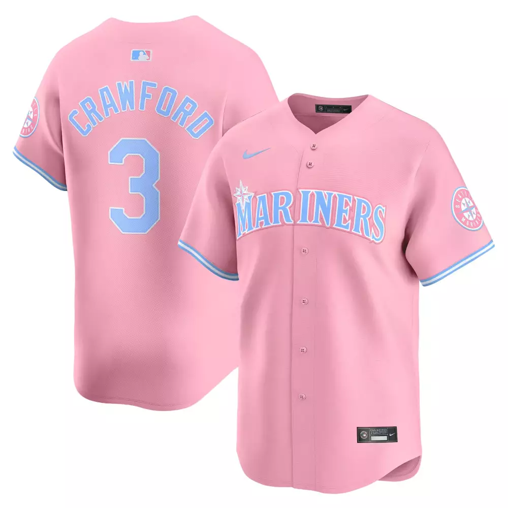 j p crawford pink unisex seattle mariners bubblegum pink vapor premier limited jersey all stitched