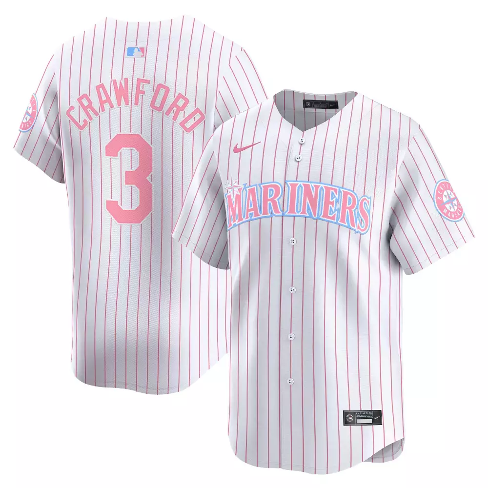 j p crawford pink unisex seattle mariners bubblegum pink vapor premier limited jersey all stitched