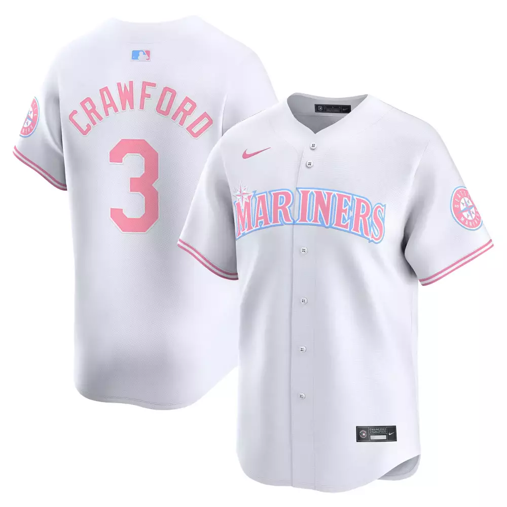 j p crawford pink unisex seattle mariners bubblegum pink vapor premier limited jersey all stitched