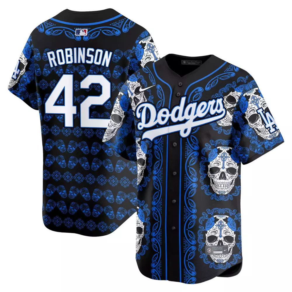 jackie robinson royal mens los angeles dodgers mexico sugar skull vapor premier limited jersey v2 printed