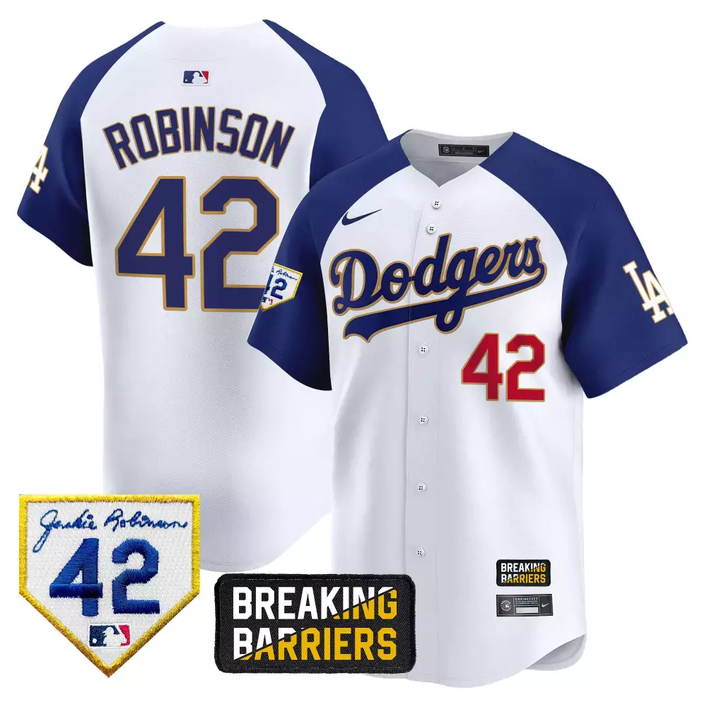 jackie robinson white alternate mens los angeles dodgers jackie robinson breaking barriers patch vapor premier limited j