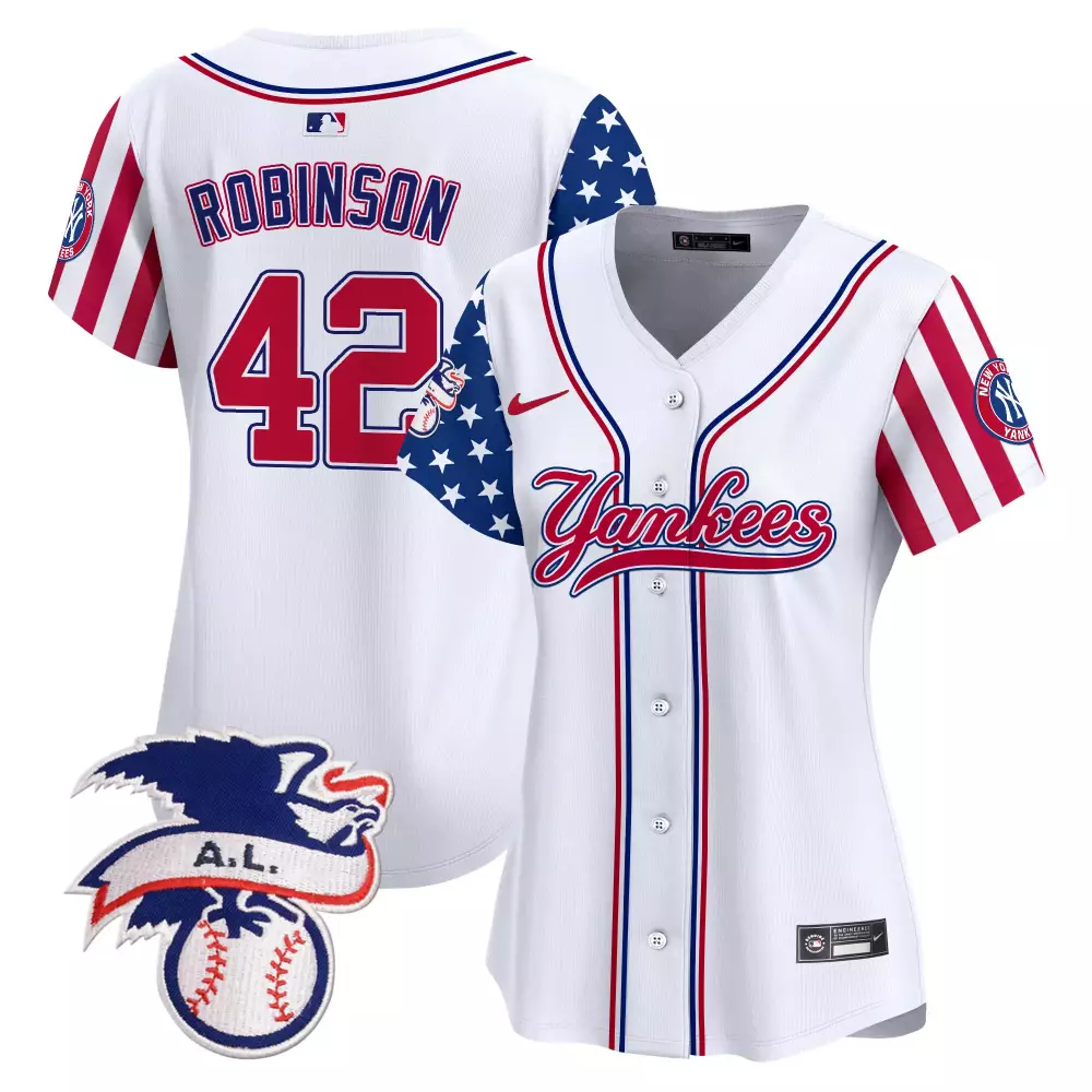 Jackie Robinson Yankees 2024 Fourth of July Jersey V7 | White Women's Vapor Premier Limited Edition | For Women & Youth