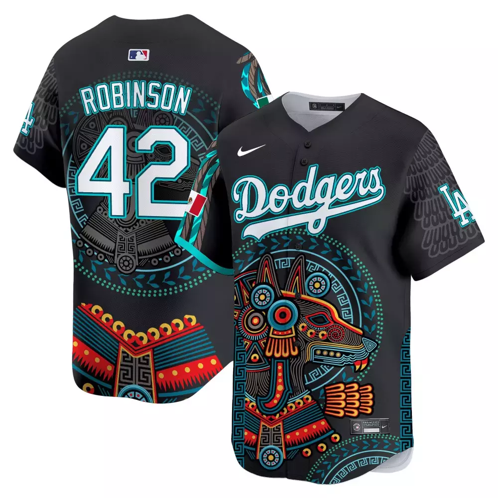 jackie robinson youth los angeles dodgers mexico dia de los muertos vapor premier limited jersey printed