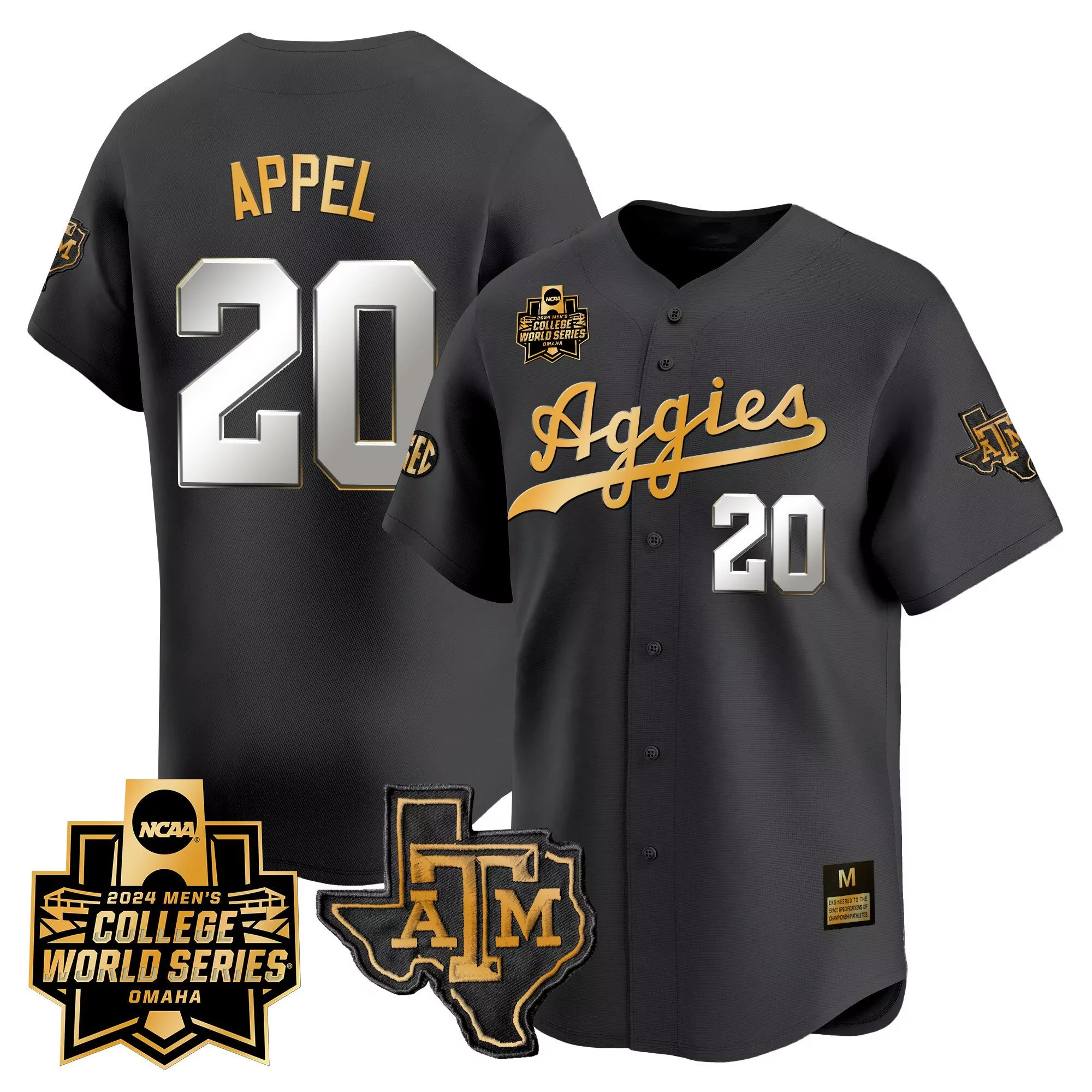 jace laviolette white pinstripe mens texas am aggies 2024 college world series patch vapor premier limited jersey all st