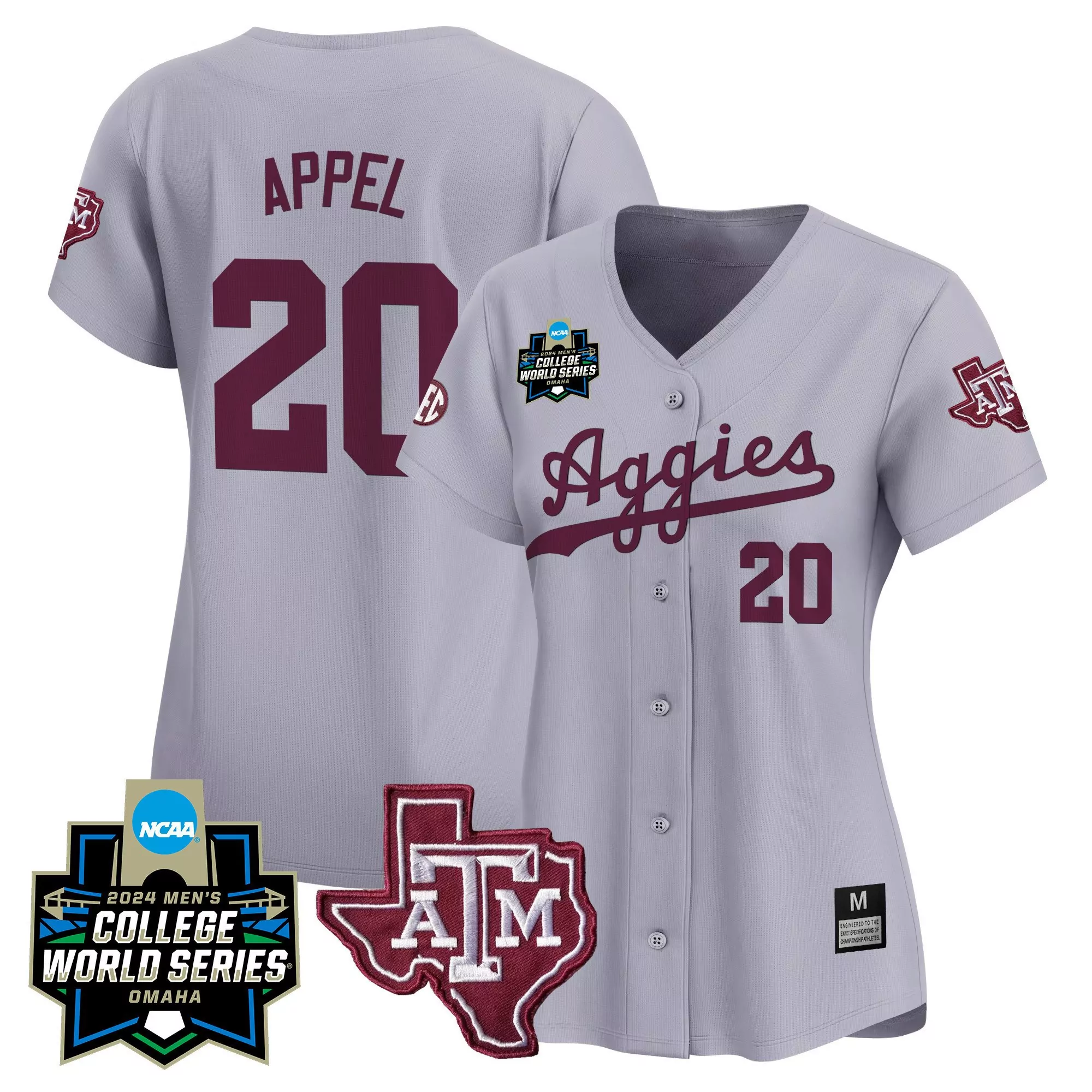 jackson appel black gold womens texas am aggies 2024 college world series vapor premier limited jersey all stitched