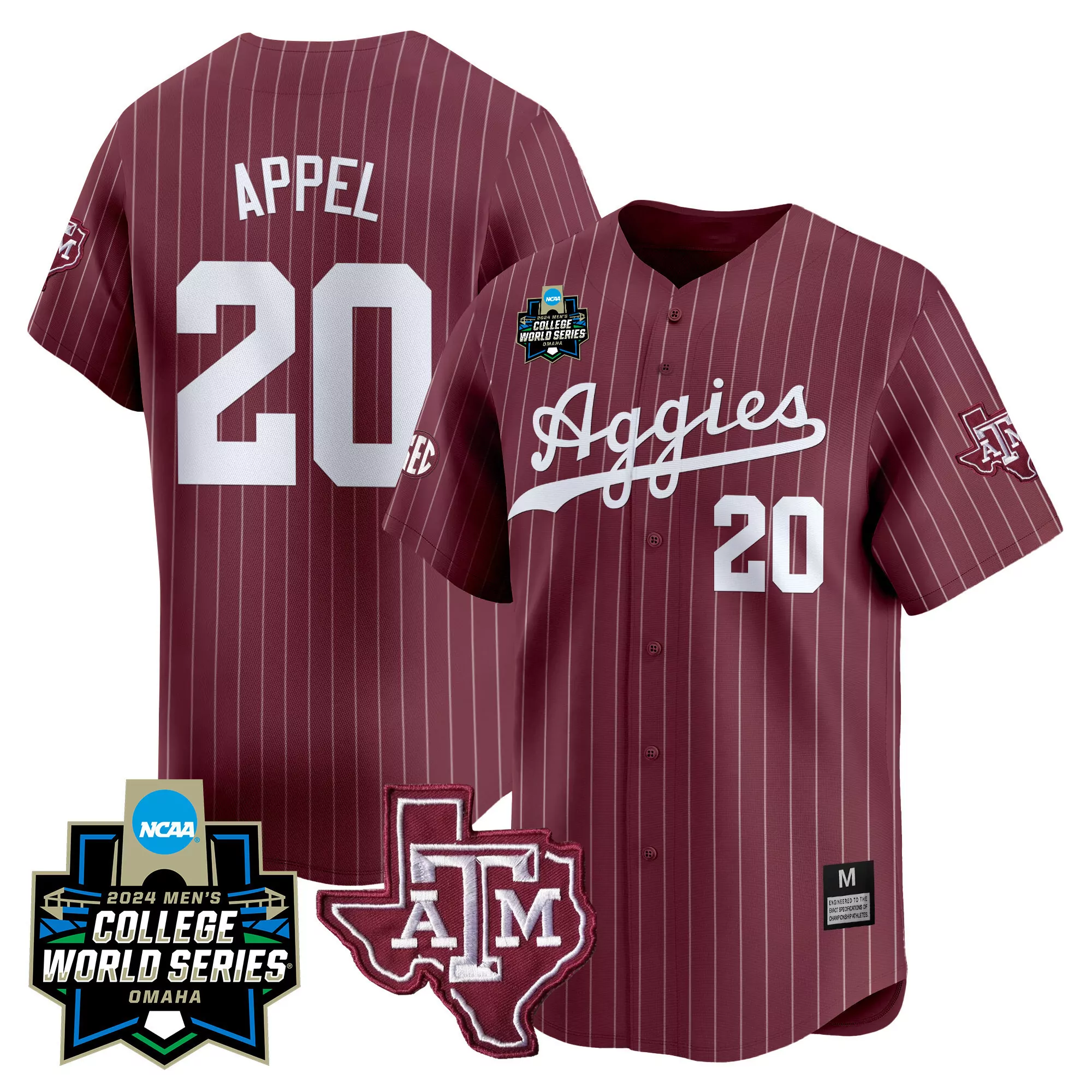 jackson appel black gold womens texas am aggies 2024 college world series vapor premier limited jersey all stitched