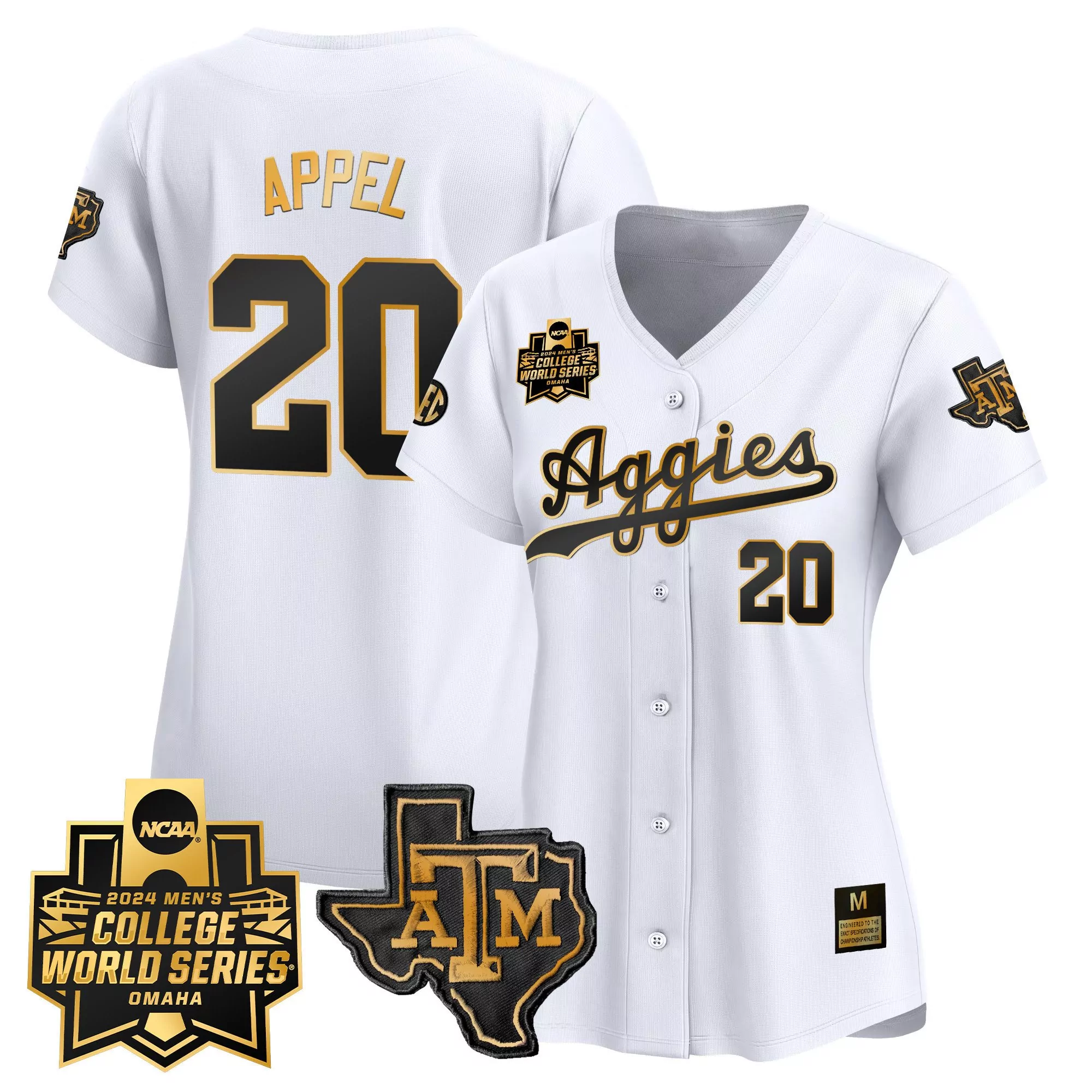 jackson appel maroon pinstripe womens texas am aggies 2024 college world series vapor premier limited jersey all stitche