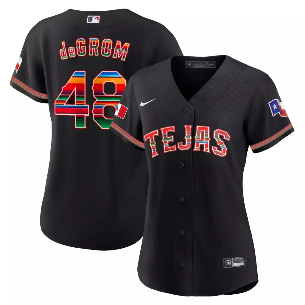 jacob degrom black womens texas rangers mexican jersey all stitched