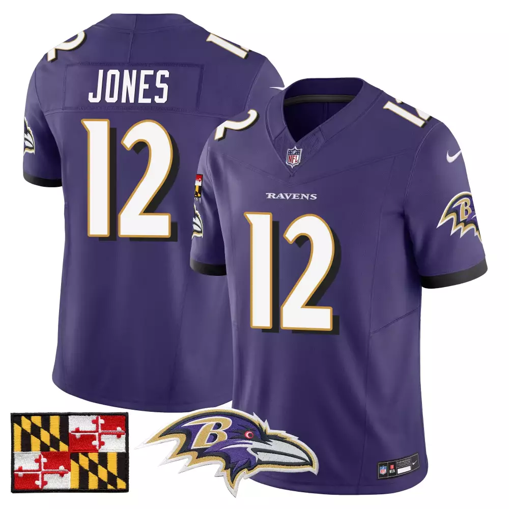 Jacoby Jones Purple Men's Ravens 2024 Maryland Flag Jersey | Vapor Limited Edition | Perfect Fan Gear for Game Day | For Men, Women & Youth